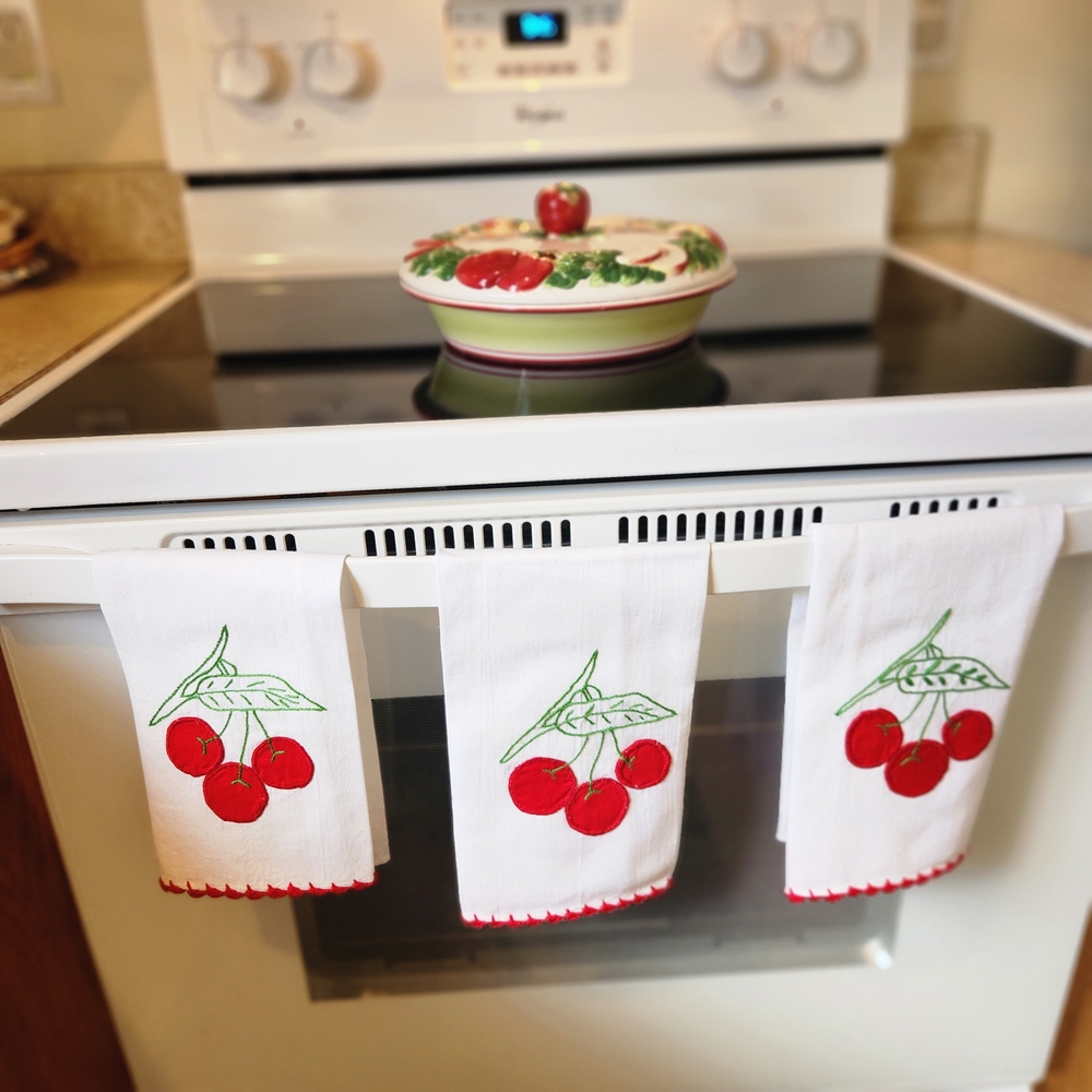 Cherry Embroidered‎ Kitchen Towels